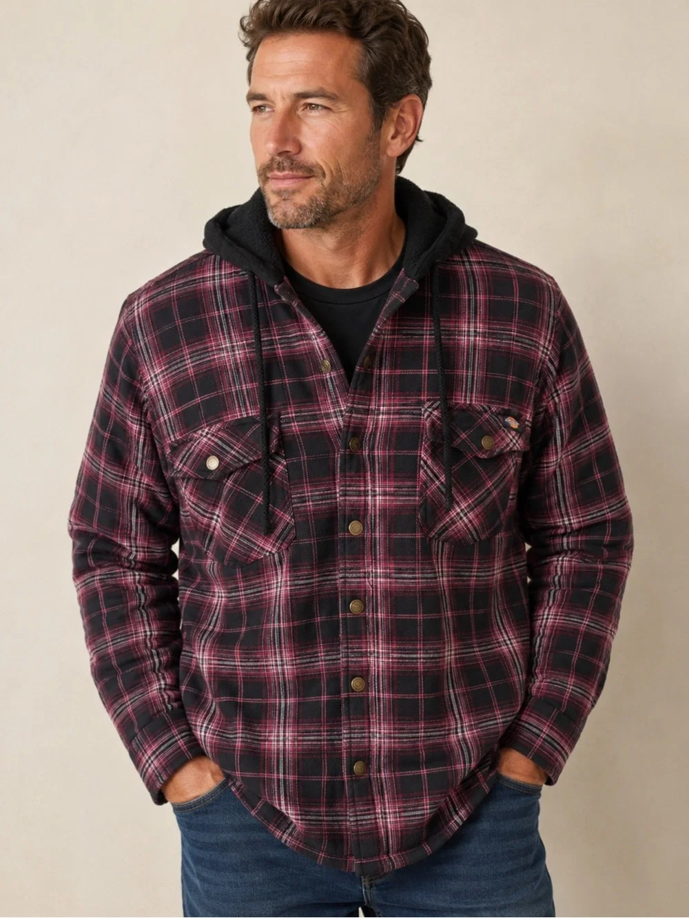DICKIES Men’s Cotton shirt jacket Size Large. Snap front. See pics of worn area
